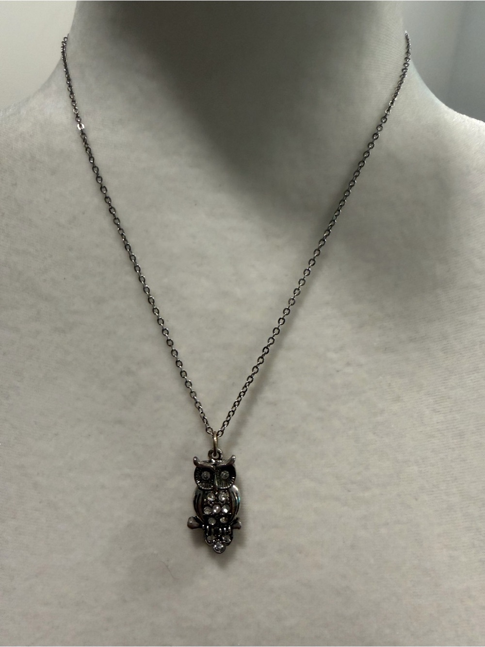 Sparkling Silver Owl Pendant Necklace - Women's Jewelry